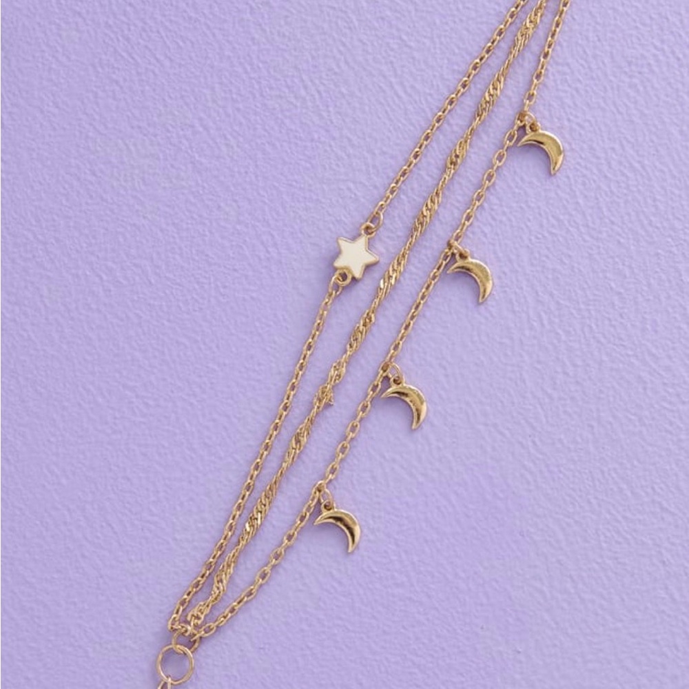 Gold Moon and Star Layered Necklace